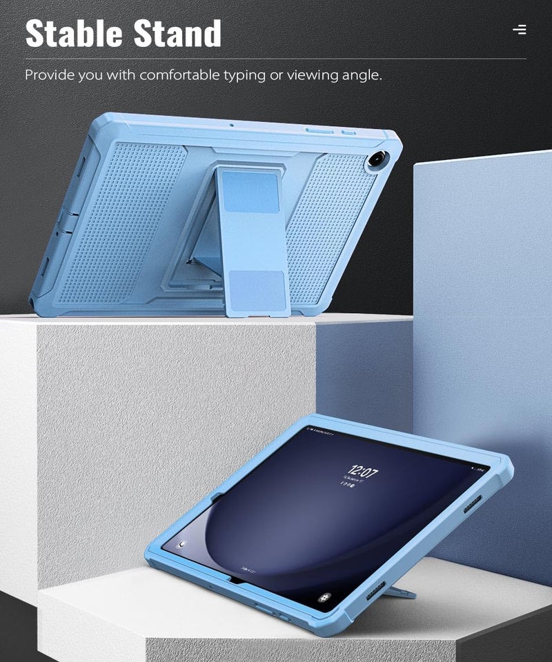 MoKo Case Fit Galaxy Tab A11+ Plus/A9+ 11-Inch 2025/2023, Shockproof Full Body Rugged Stand Back Cover with Built-in Screen Protector for Galaxy Tab A11+/A9 Plus Tablet, Sunny Sky Blue - Image 5
